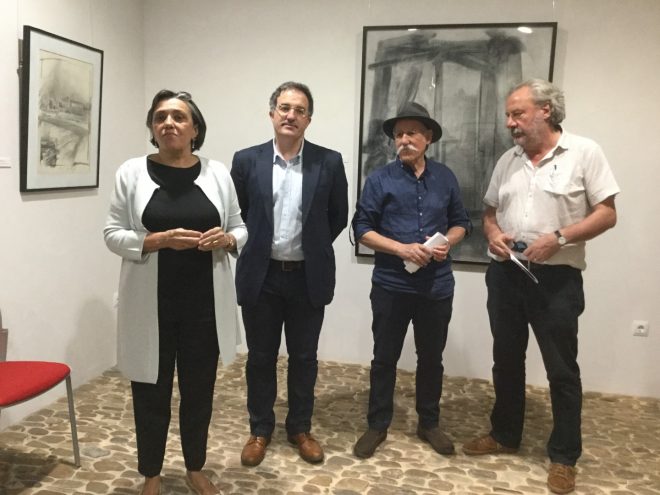 María Emilia Villanueva, Arsenio García, Sendo y Julio Llamazares presentaron la exposición. / DIARIO DE ASTORGA