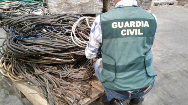 Cableado de cobre recuperado por la Guardia Civil