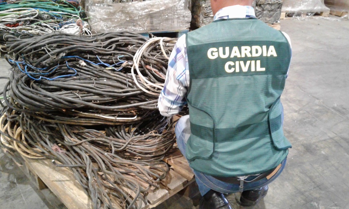 Cableado de cobre recuperado por la Guardia Civil