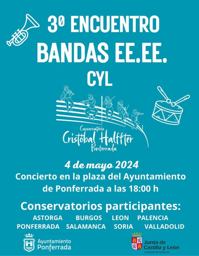 Cartel del III Encuentro de Bandas de las Enseñanzas Elementales de música de Castilla y León.
